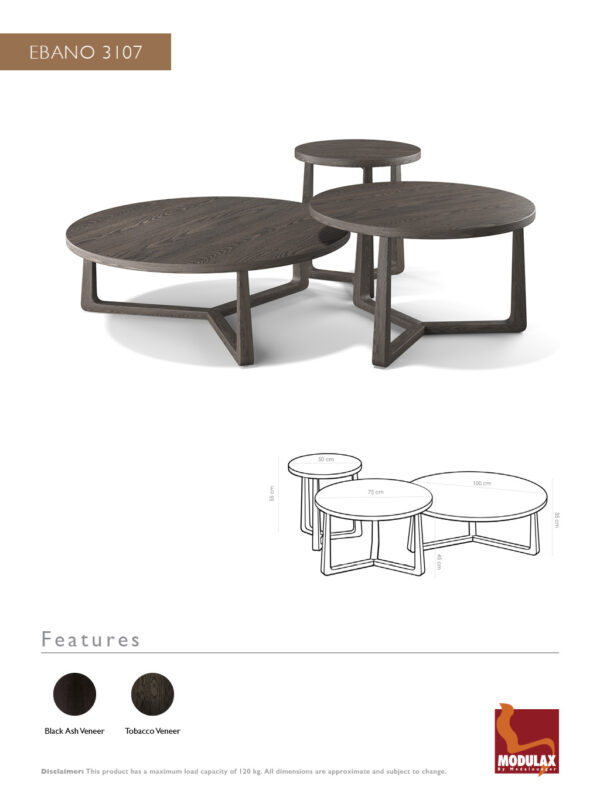Modulax, Medalounger, salontafels, koffietafels, bijzettafels, coffee tables, table basse, Ebano