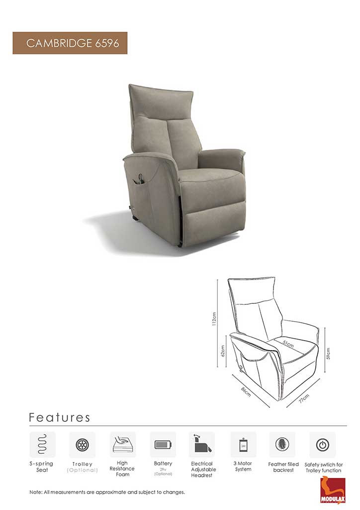 Cambridge – Relaxzetel met liftfunctie – Bull 84 Clay (incl batterij + trolley) - Afbeelding 10