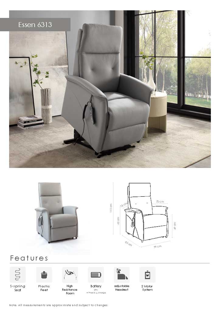 Essen – Relaxzetel met liftfunctie – Leder B967 Ash + PU - Afbeelding 9