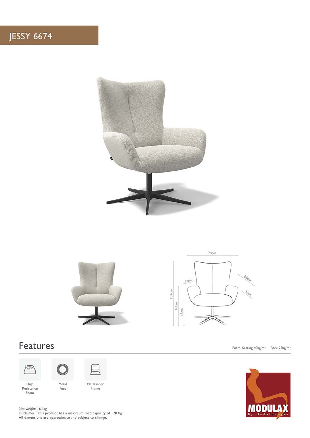 Jessy – Draaifauteuil – Mito 01 Natural - Afbeelding 10