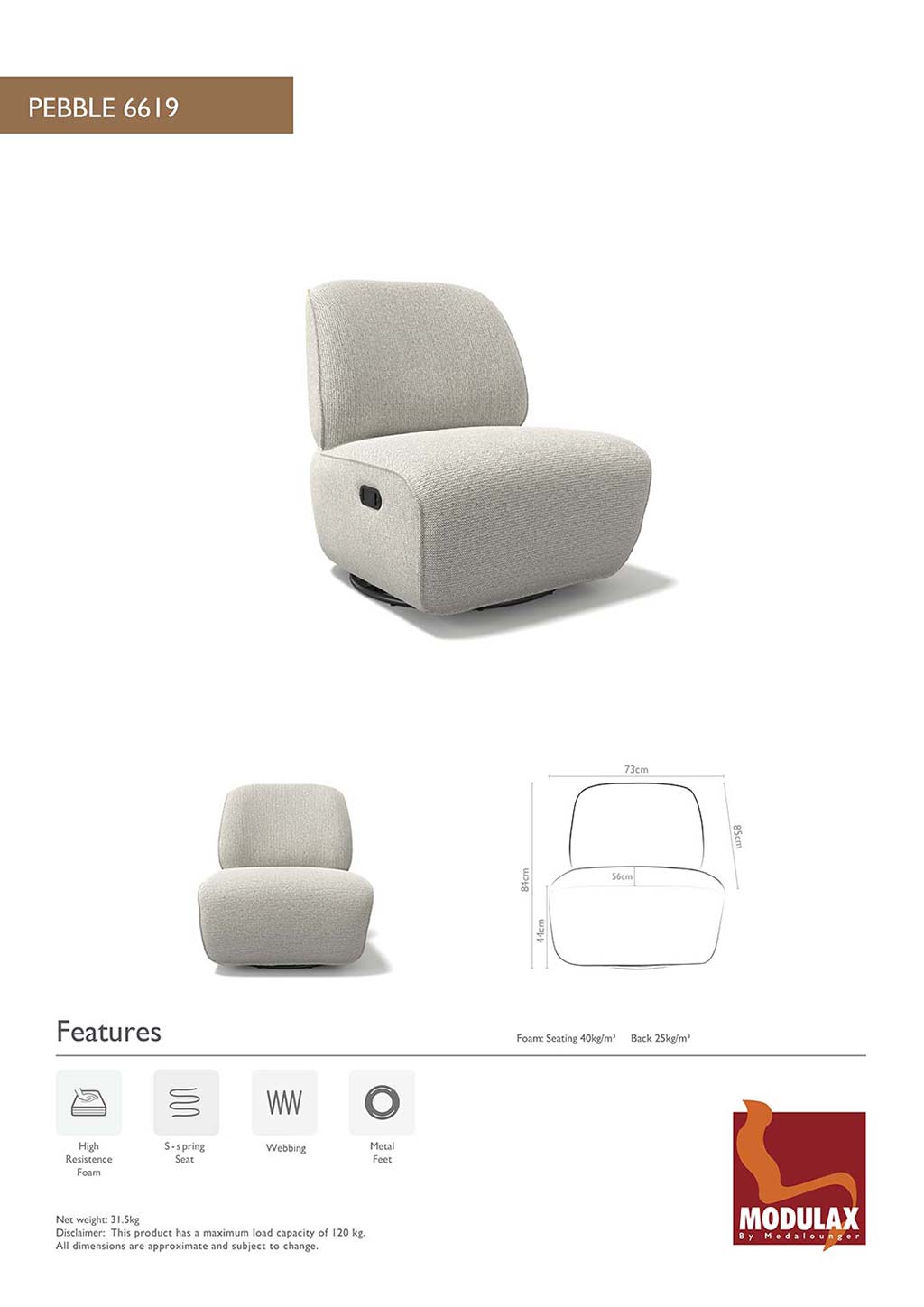 Pebble – Draaifauteuil – Be Fine 25 Pistazie - Afbeelding 10