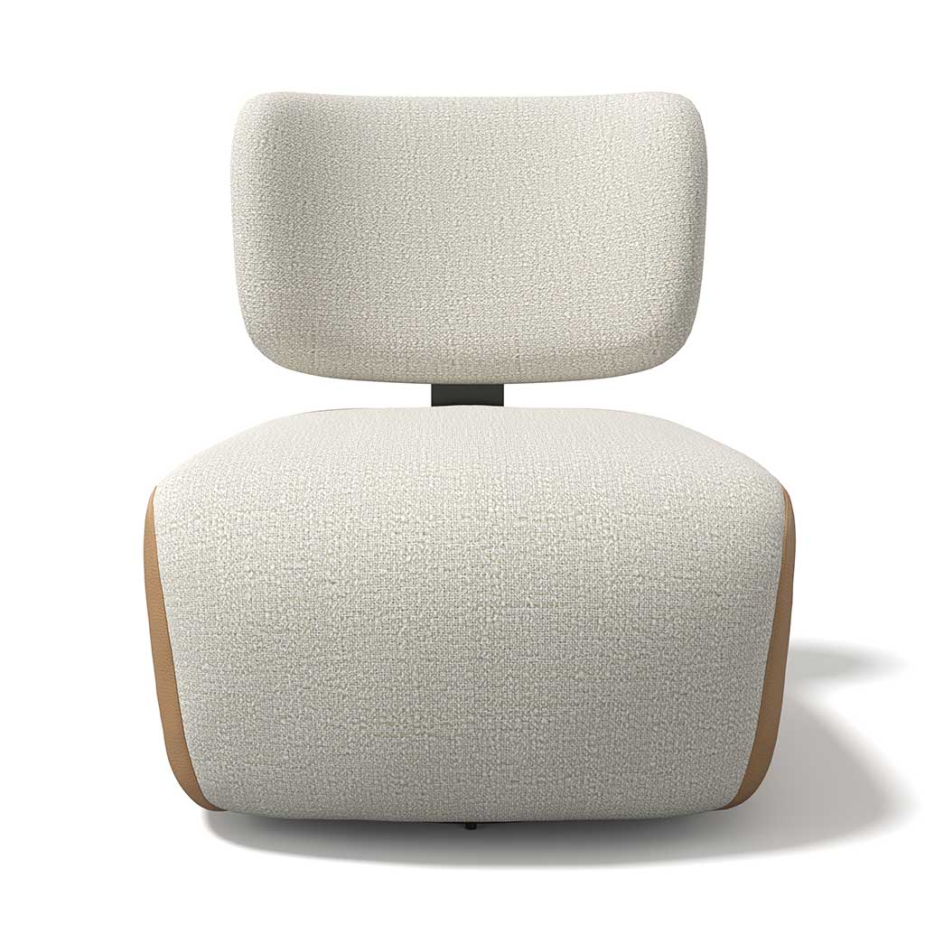 Timu – Draaifauteuil – Leder B401 Cognac + Oasis 01 Natural - Afbeelding 2