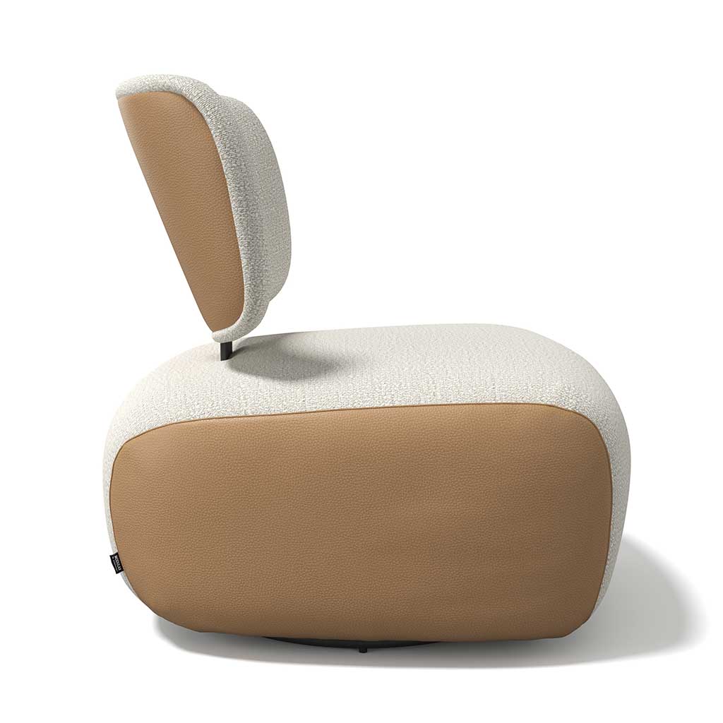 Timu – Draaifauteuil – Leder B401 Cognac + Oasis 01 Natural - Afbeelding 3