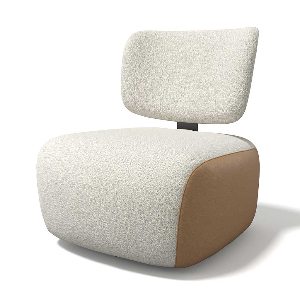 Timu – Draaifauteuil – Leder B401 Cognac + Oasis 01 Natural - Afbeelding 4