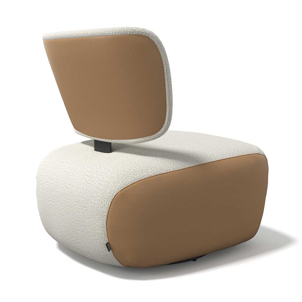 Timu – Draaifauteuil – Leder B401 Cognac + Oasis 01 Natural - Afbeelding 5