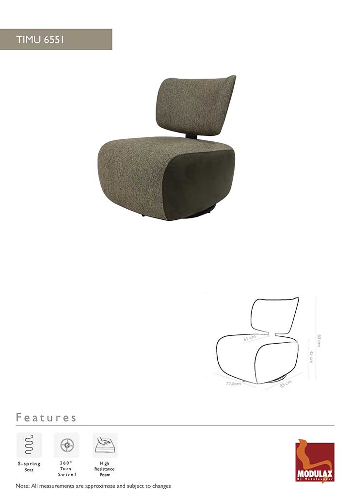 Timu – Draaifauteuil – Leder B401 Cognac + Oasis 01 Natural - Afbeelding 9