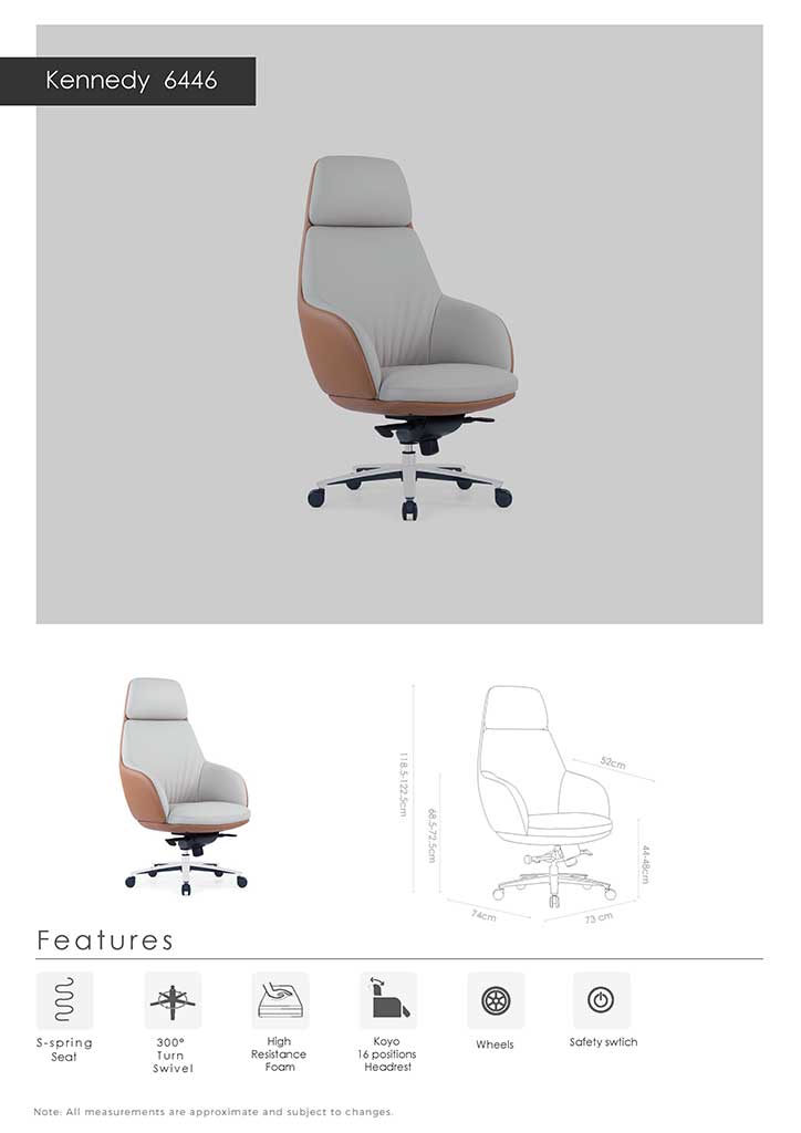 Kennedy Bureaustoel – Licht grijs leder + PU - Afbeelding 8