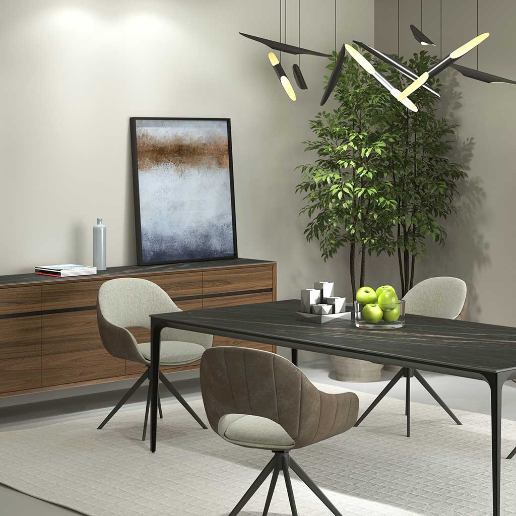 LIMA 2101-SIDEBOARD 210-WALNUT + BLACK CERAMIC - Afbeelding 4