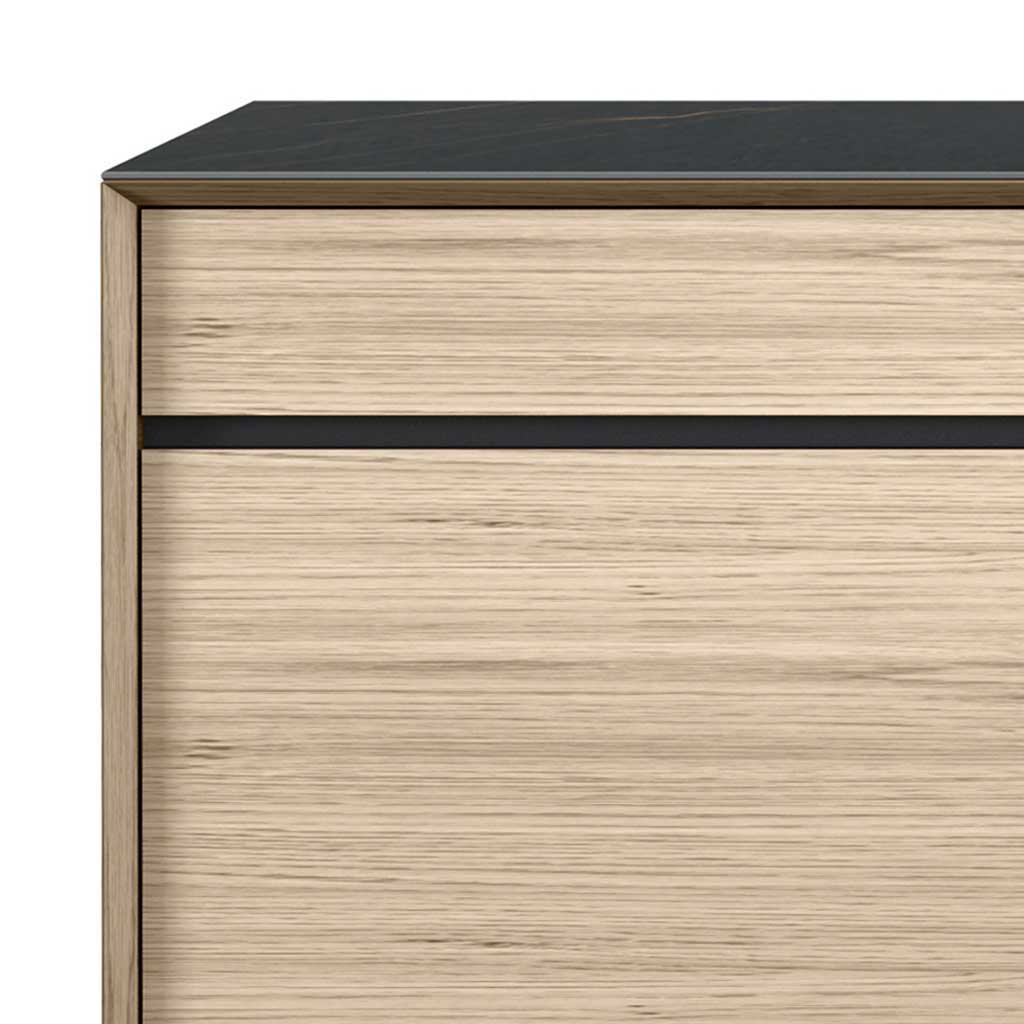 LIMA 2101-SIDEBOARD 210-WHITE WASH OAK + BLACK CERAMIC - Afbeelding 2