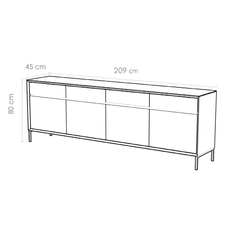 LIMA 2101-SIDEBOARD 210-WHITE WASH OAK + BLACK CERAMIC - Afbeelding 7