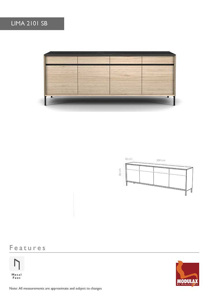 LIMA 2101-SIDEBOARD 240-WALNUT + BLACK CERAMIC - Afbeelding 7