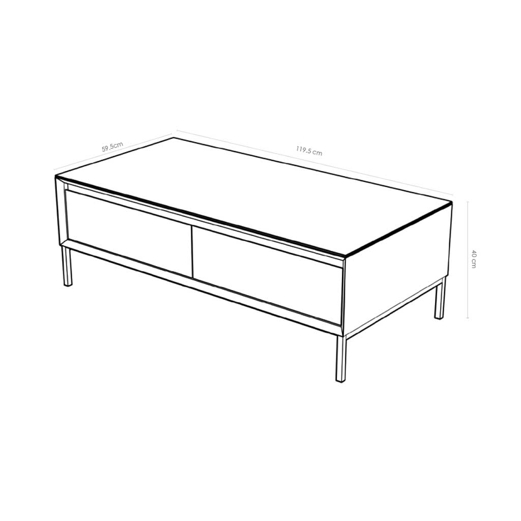 LIMA 2101-COFFEE TABLE 120 2 DRAW-WALNUT + BLACK CERAMIC - Afbeelding 5