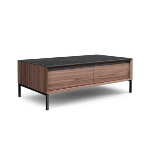 LIMA 2101-COFFEE TABLE 120 2 DRAW-WALNUT + BLACK CERAMIC