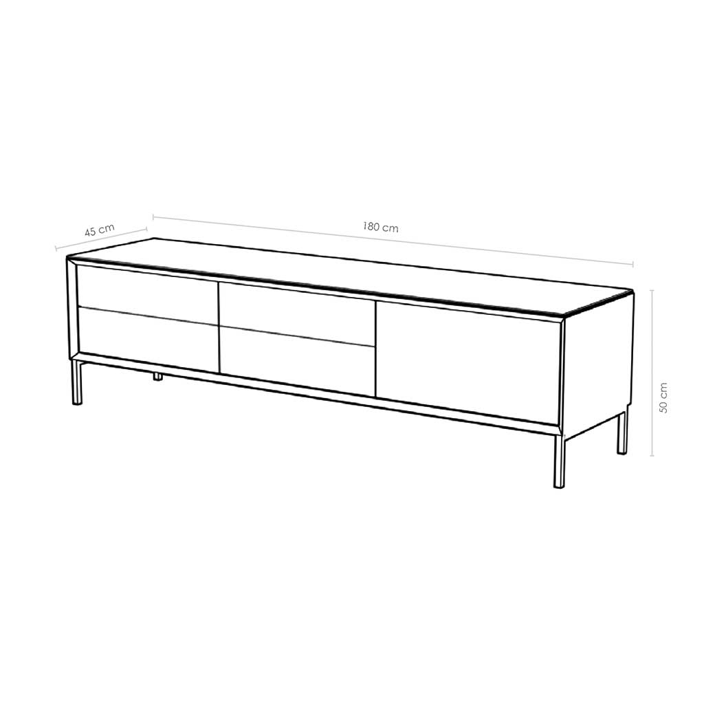 LIMA 2101-TV STAND 180-WHITE WASH OAK + BLACK CERAMIC - Afbeelding 7