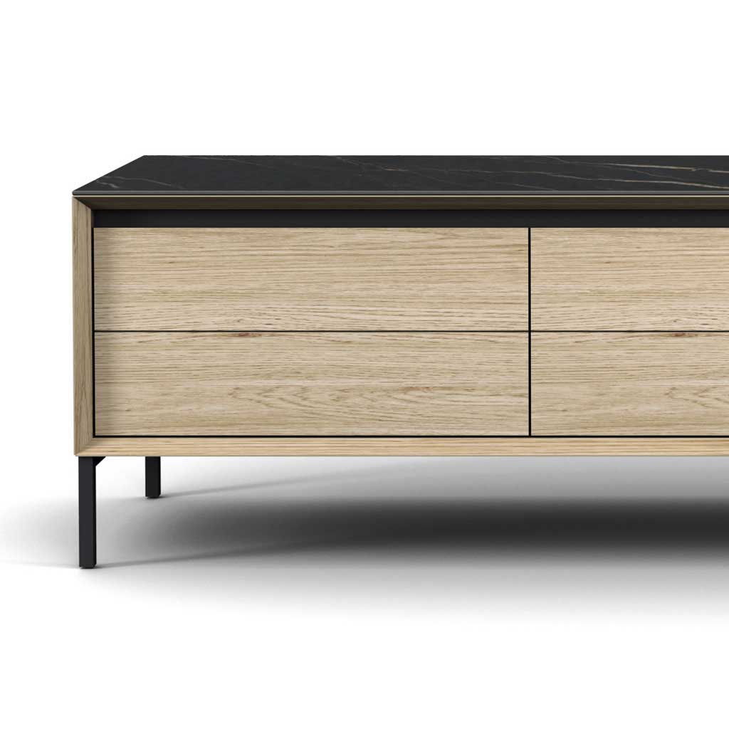 LIMA 2101-TV STAND 180-WHITE WASH OAK + BLACK CERAMIC - Afbeelding 3