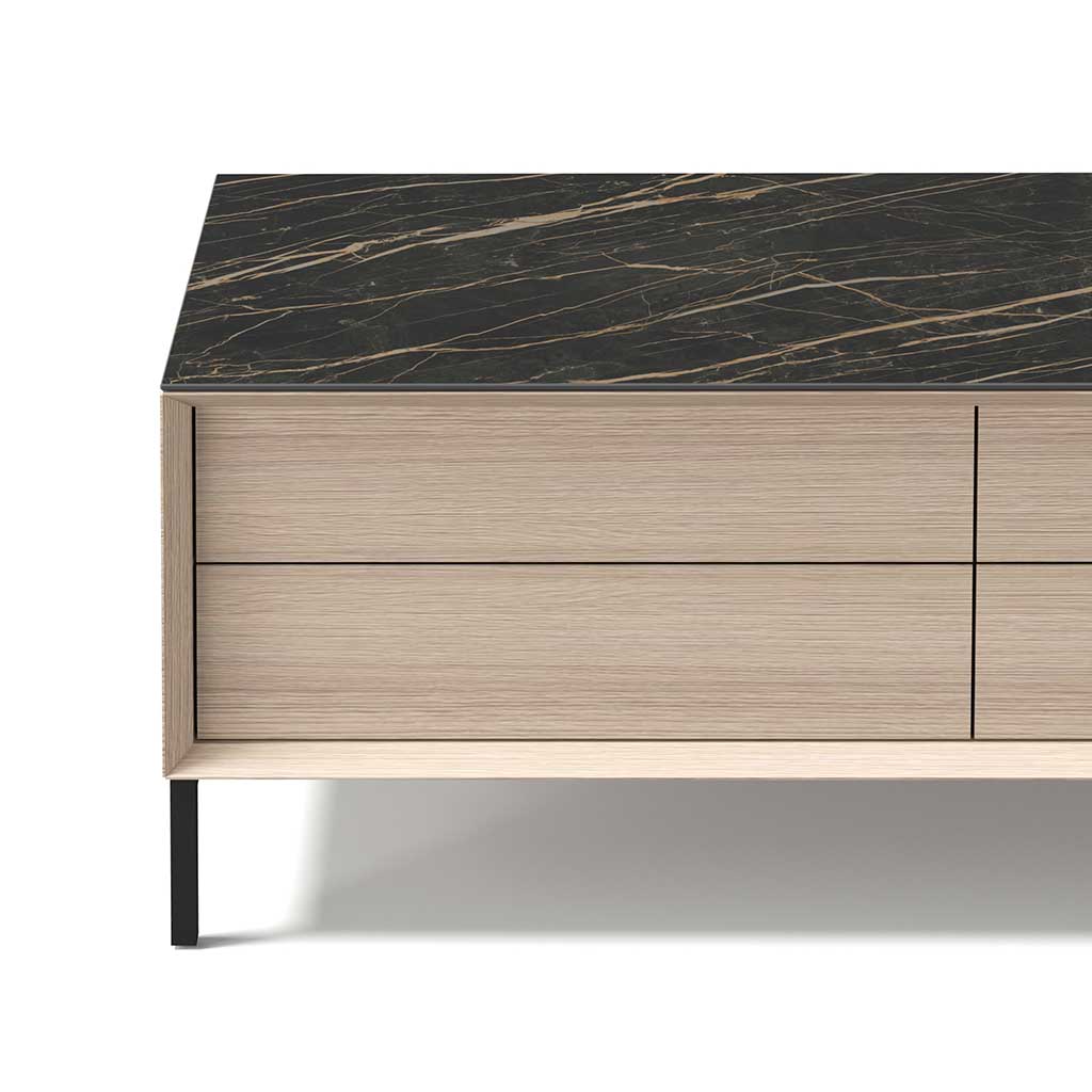 LIMA 2101-TV STAND 180-WHITE WASH OAK + BLACK CERAMIC - Afbeelding 4