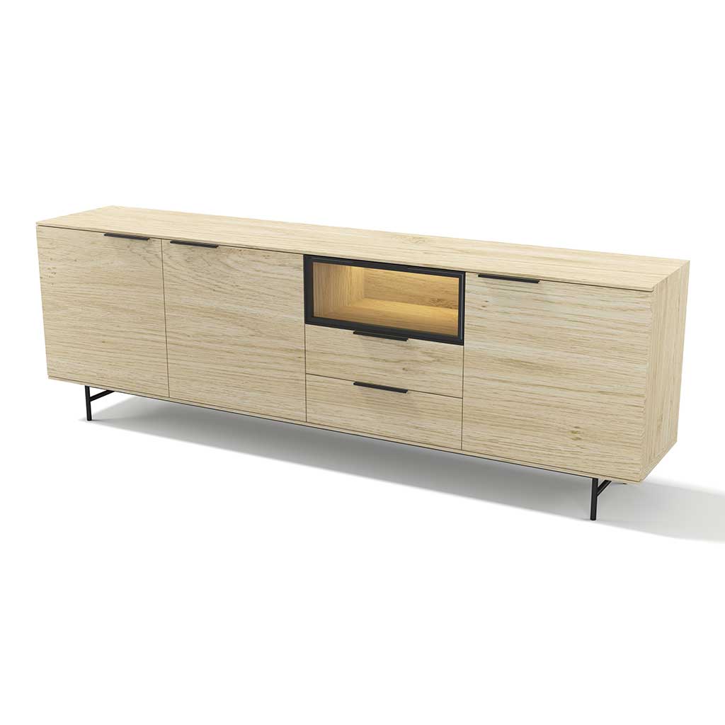 MANILLA 2102-SIDEBOARD WITH LED 240-WHITE WASH OAK - Afbeelding 3