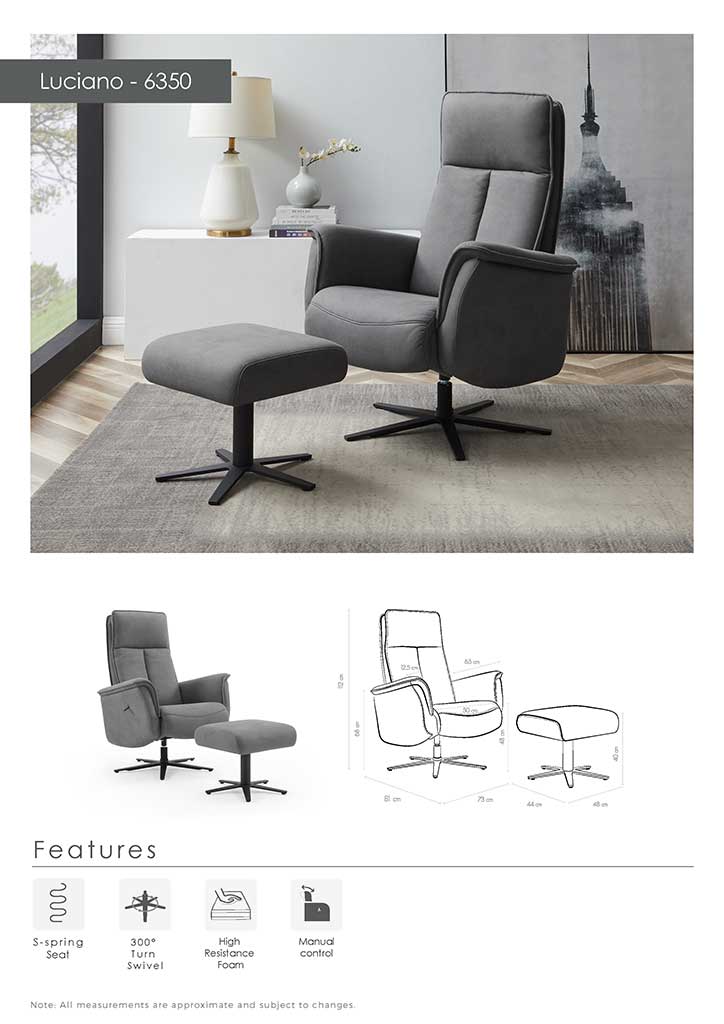 Luciano - Draaifauteuil - Reno 12 (incl. voetenbank) - Afbeelding 9