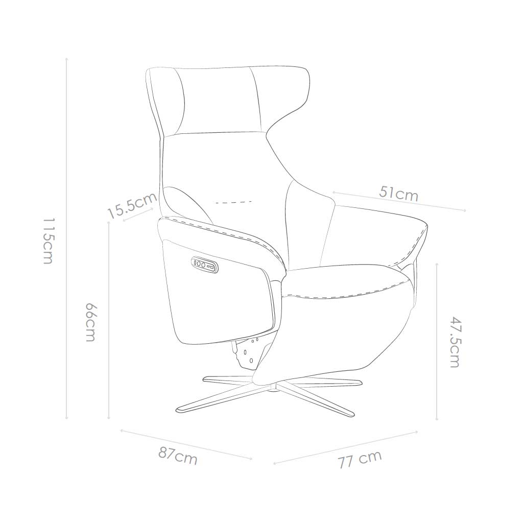 Mona – Relaxzetel 2-motorig – Leder B900 zwart (incl batterij) - Afbeelding 7