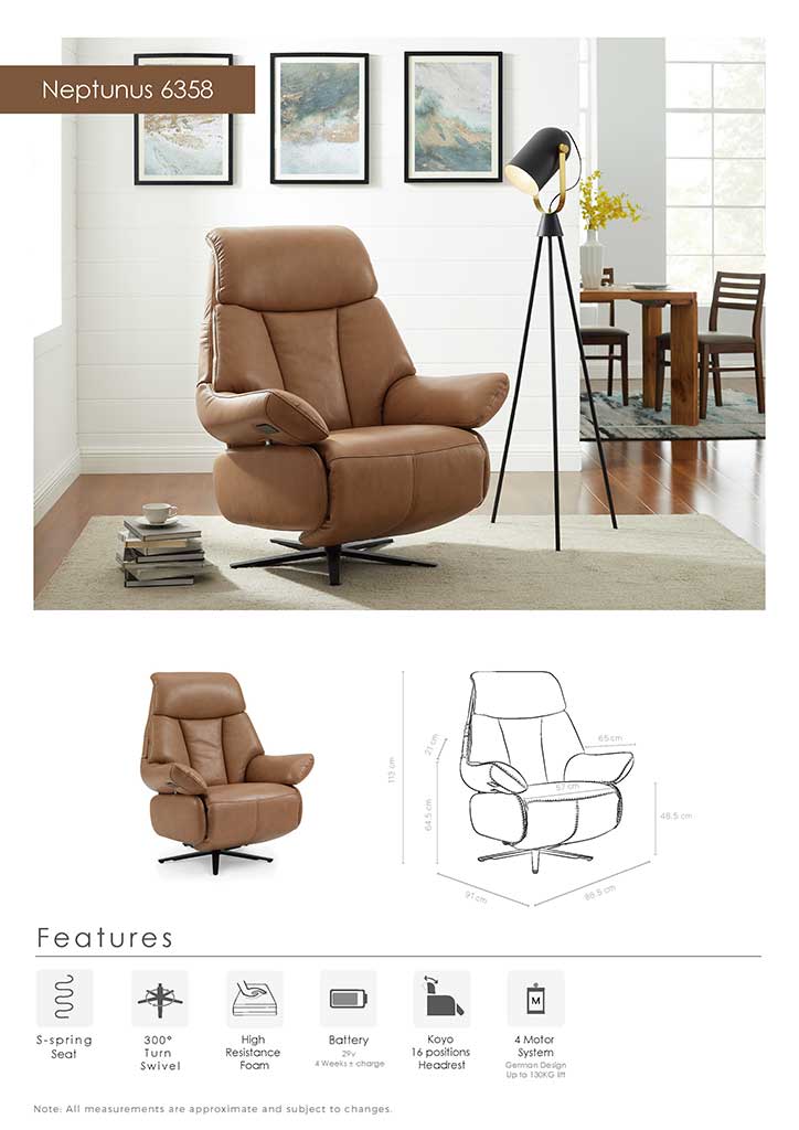 Neptunus – Relaxzetel 4-motorig – Leder B918 Donker Bruin (incl batterij) - Afbeelding 9