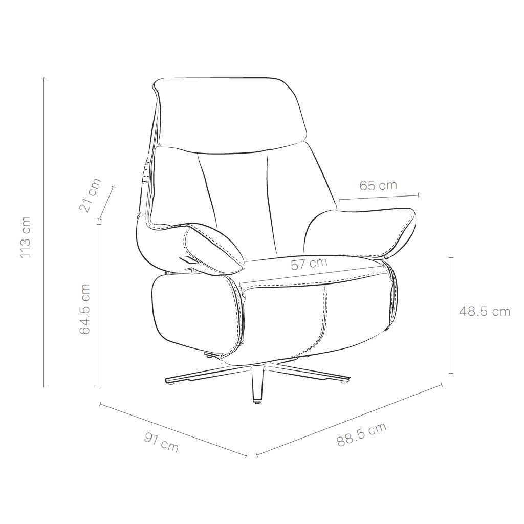 Neptunus – Relaxzetel 4-motorig – Leder B501 Cognac (incl batterij) - Afbeelding 9