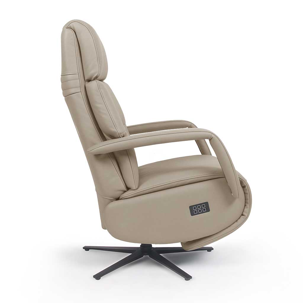 Plutus – Relaxzetel 3-motorig – Leder B506 Silver (incl batterij) - Afbeelding 2