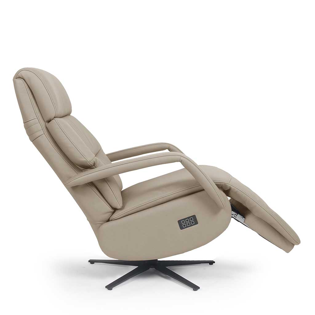Plutus – Relaxzetel 3-motorig – Leder B506 Silver (incl batterij) - Afbeelding 3