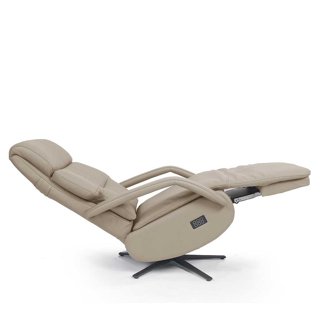 Plutus – Relaxzetel 3-motorig – Leder B506 Silver (incl batterij) - Afbeelding 4