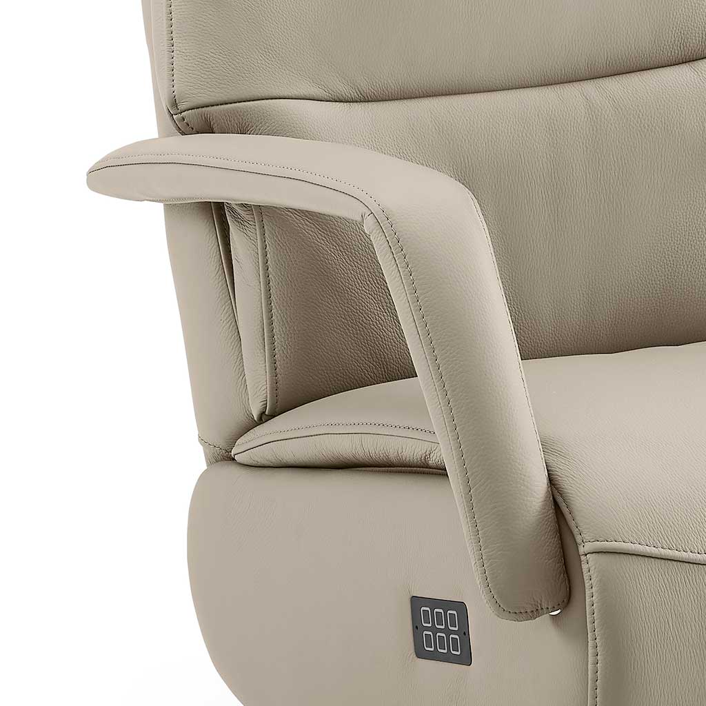 Plutus – Relaxzetel 3-motorig – Leder B506 Silver (incl batterij) - Afbeelding 5