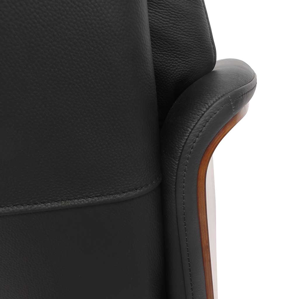 Poseidon – Relaxzetel 3-motorig – Leder B900 Black + Walnut (incl batterij) - Afbeelding 6