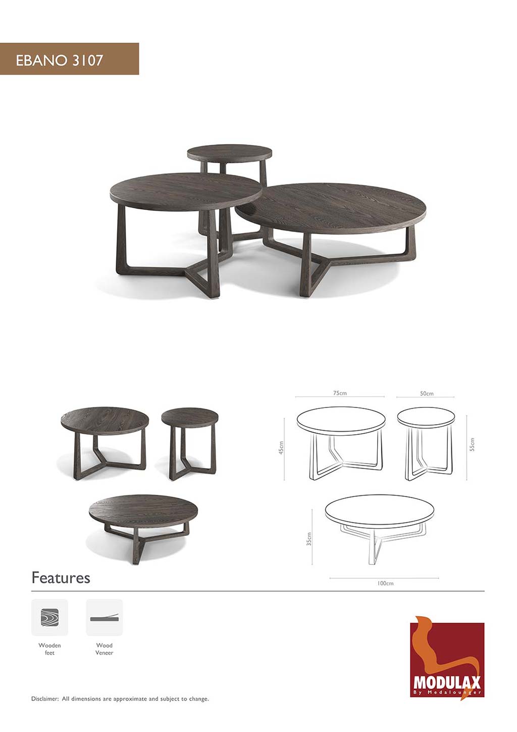 Ebano – Salontafel hout – Tobacco – 100 - Afbeelding 8