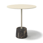 Marmo – Bijzettafel metaal – Bruin marmer / Champagne – 44