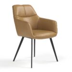 Bari – Eetkamerstoel – Leder B501 Cognac (Zwart)