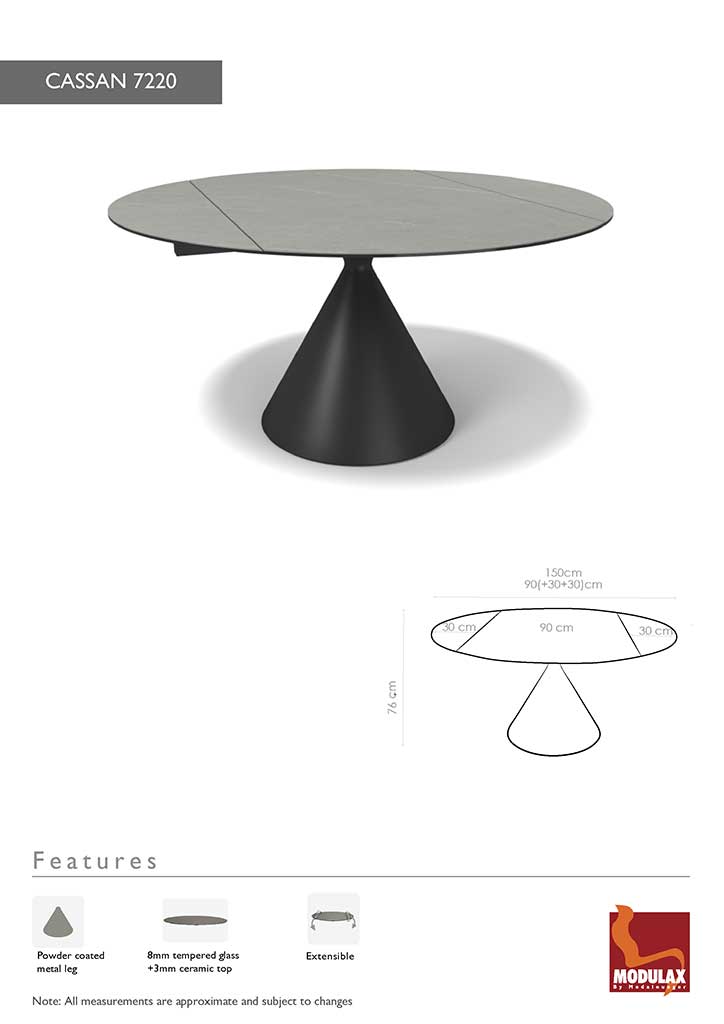DINING TABLE CASSAN 7220-DTE90-CERAMIC MXC122 GREY - Afbeelding 7
