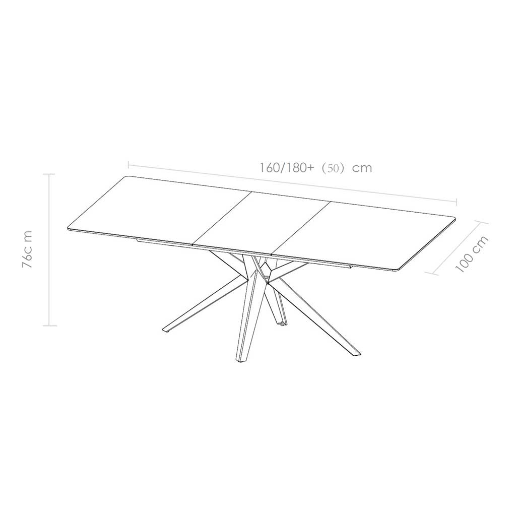 Haku – Eetkamertafel keramisch – zwart / wit MXC121 – 160 (man. verlengbaar) - Afbeelding 6