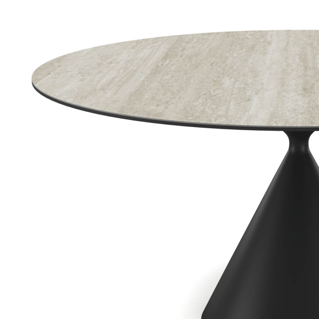Tirana – Eetkamertafel keramisch – zwart / Travertin MXC345 – Ø 145 - Afbeelding 2