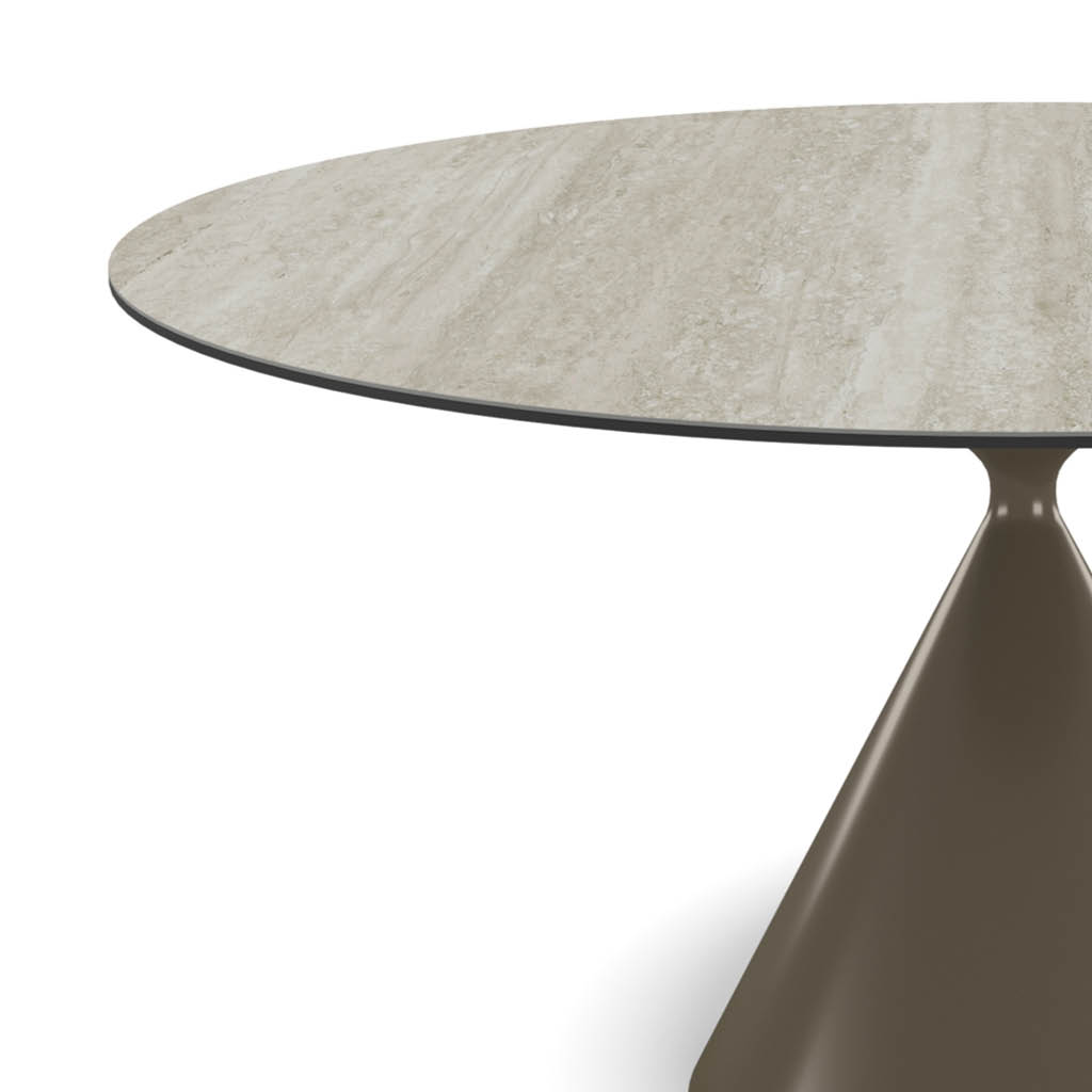 Tirana – Eetkamertafel keramisch – espresso / Travertin MXC345 – Ø 145 - Afbeelding 2