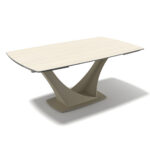Naru – Eetkamertafel keramisch – Champagne / Travertin look MXC131 – 180 (man. verlengbaar)