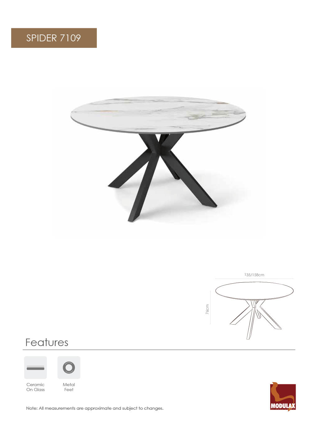Spider Rond – Eetkamertafel keramisch – Black / Nero Artistique MXC344 – 135 - Afbeelding 8
