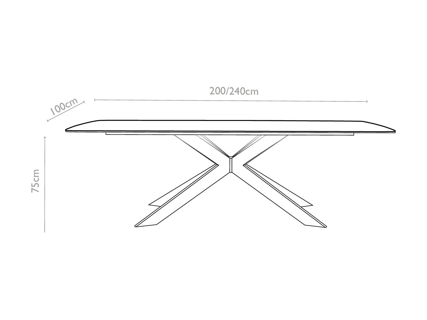 Spider – Eetkamertafel keramisch – Black / Silver Shalestone MXH9307 – 240 - Afbeelding 7