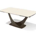 Naru – Eetkamertafel keramisch – Espresso / Travertin look MXC131 – 180 (man. verlengbaar)