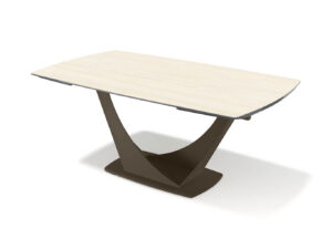 Naru – Eetkamertafel keramisch – Espresso / Travertin look MXC131 – 180 (man. verlengbaar)