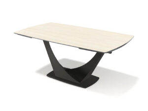 Naru – Eetkamertafel keramisch – Black / Travertin look MXC131 – 180 (man. verlengbaar)